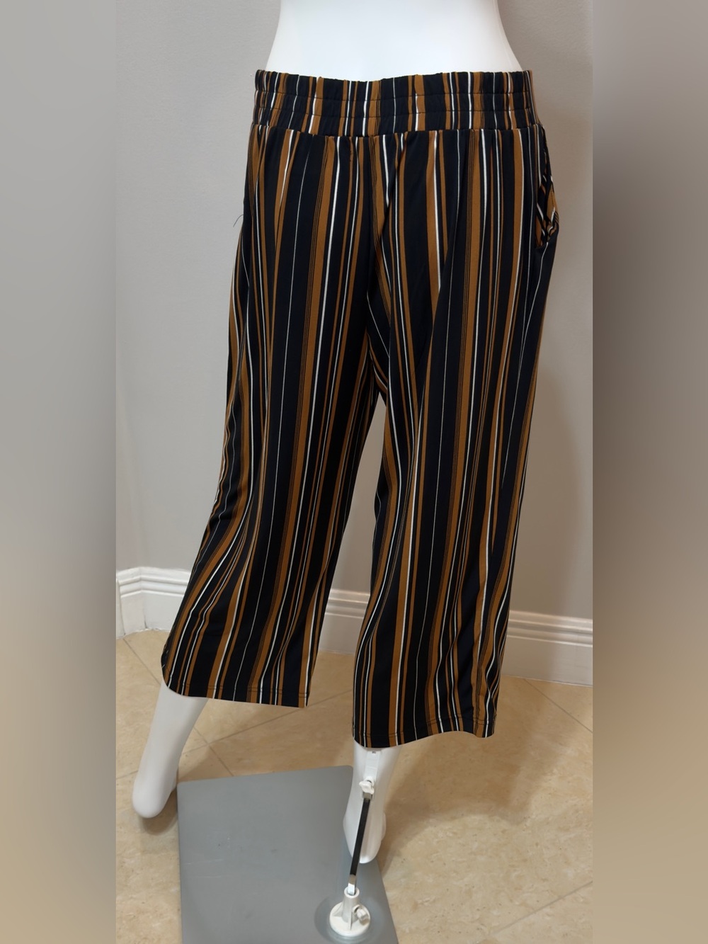 Maurice’s Dress Elasticized Striped Black and Brown Women's Jumpsuit Medium - Picture 5 of 12